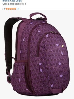 Case logic Purple Geometric Women's Backpack with Multiple Compartments